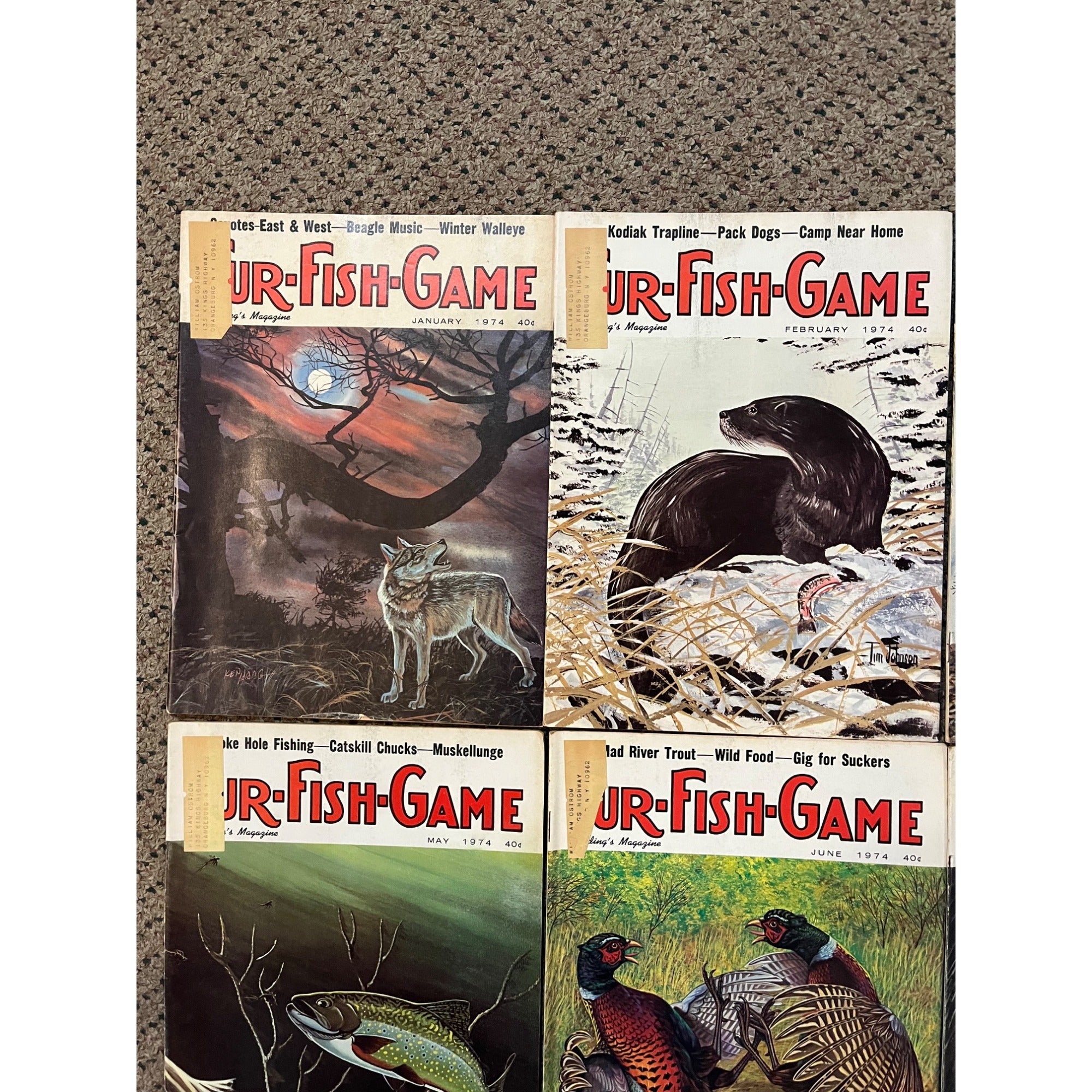 Vintage 1974 Fur, Fish, & Game Full Year Hunting Fishing Outdoorsman Magazines
