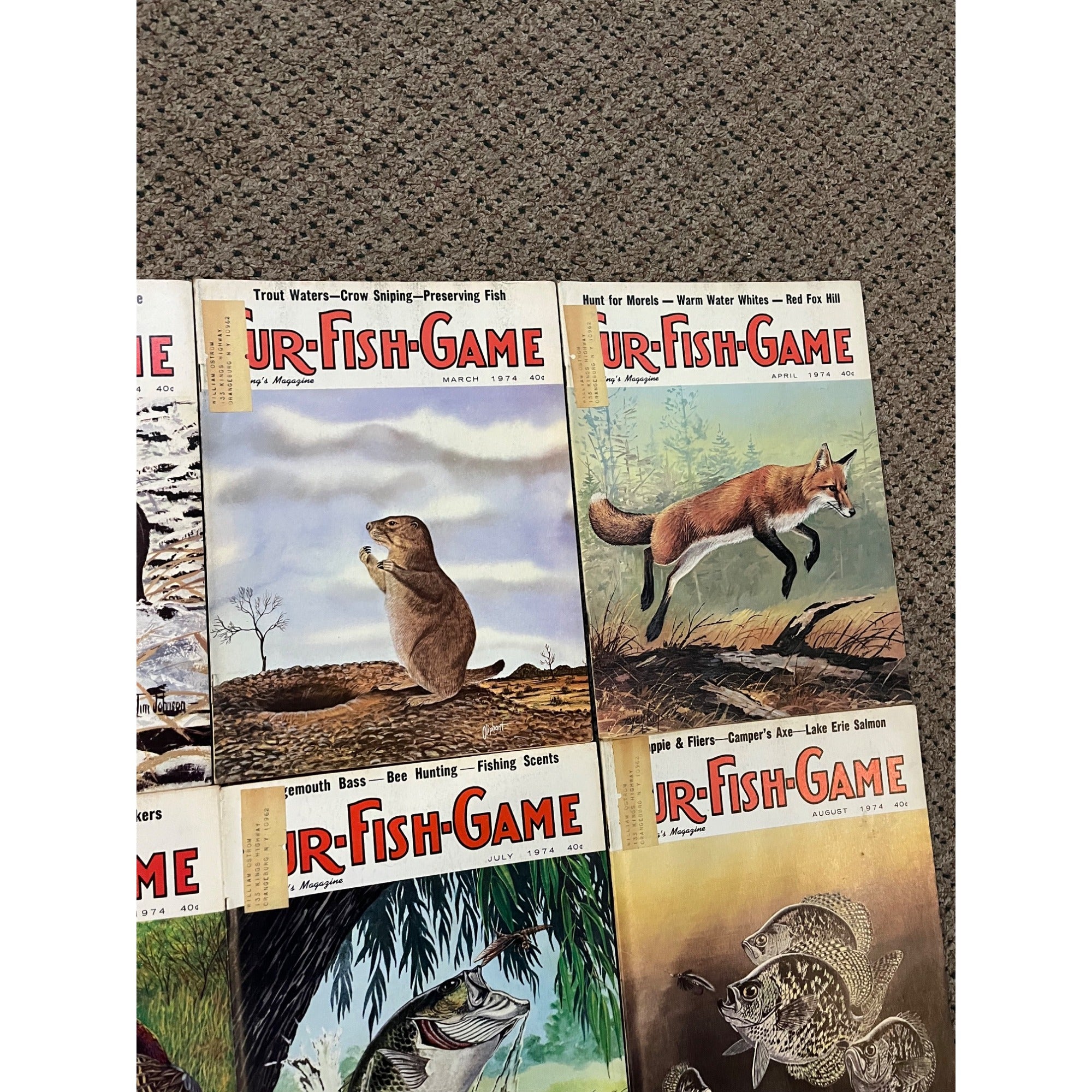 Vintage 1974 Fur, Fish, & Game Full Year Hunting Fishing Outdoorsman Magazines
