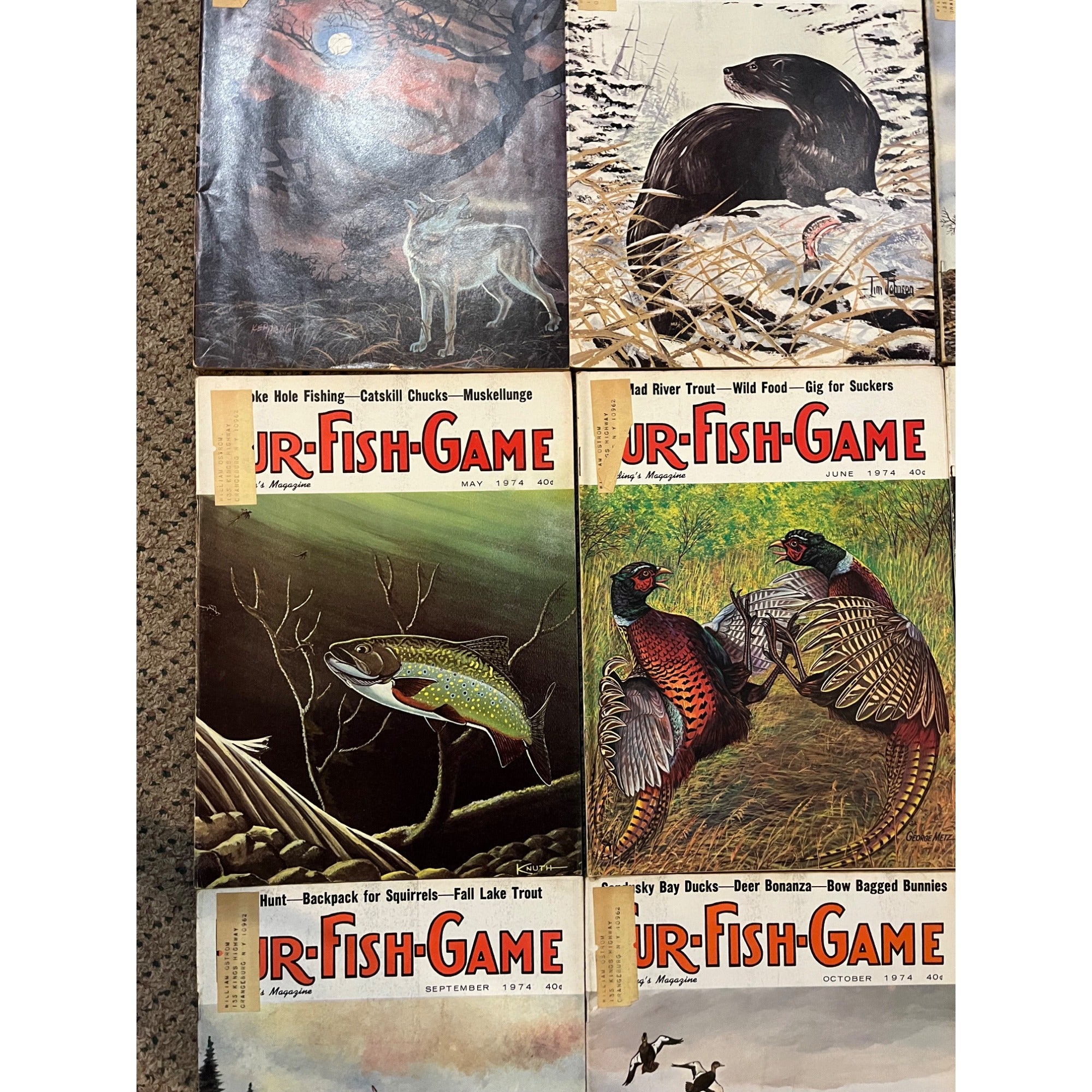 Vintage 1974 Fur, Fish, & Game Full Year Hunting Fishing Outdoorsman Magazines