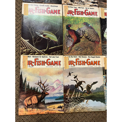 Vintage 1974 Fur, Fish, & Game Full Year Hunting Fishing Outdoorsman Magazines
