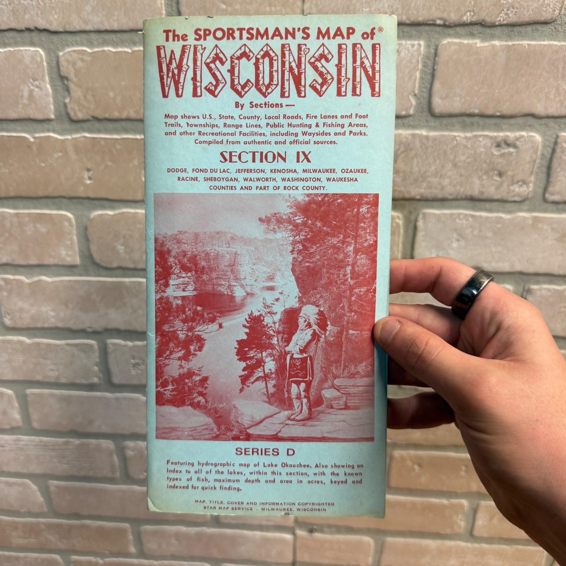 Sportsman Map of Wisconsin Section IX Series D Hunting Fishing Lands