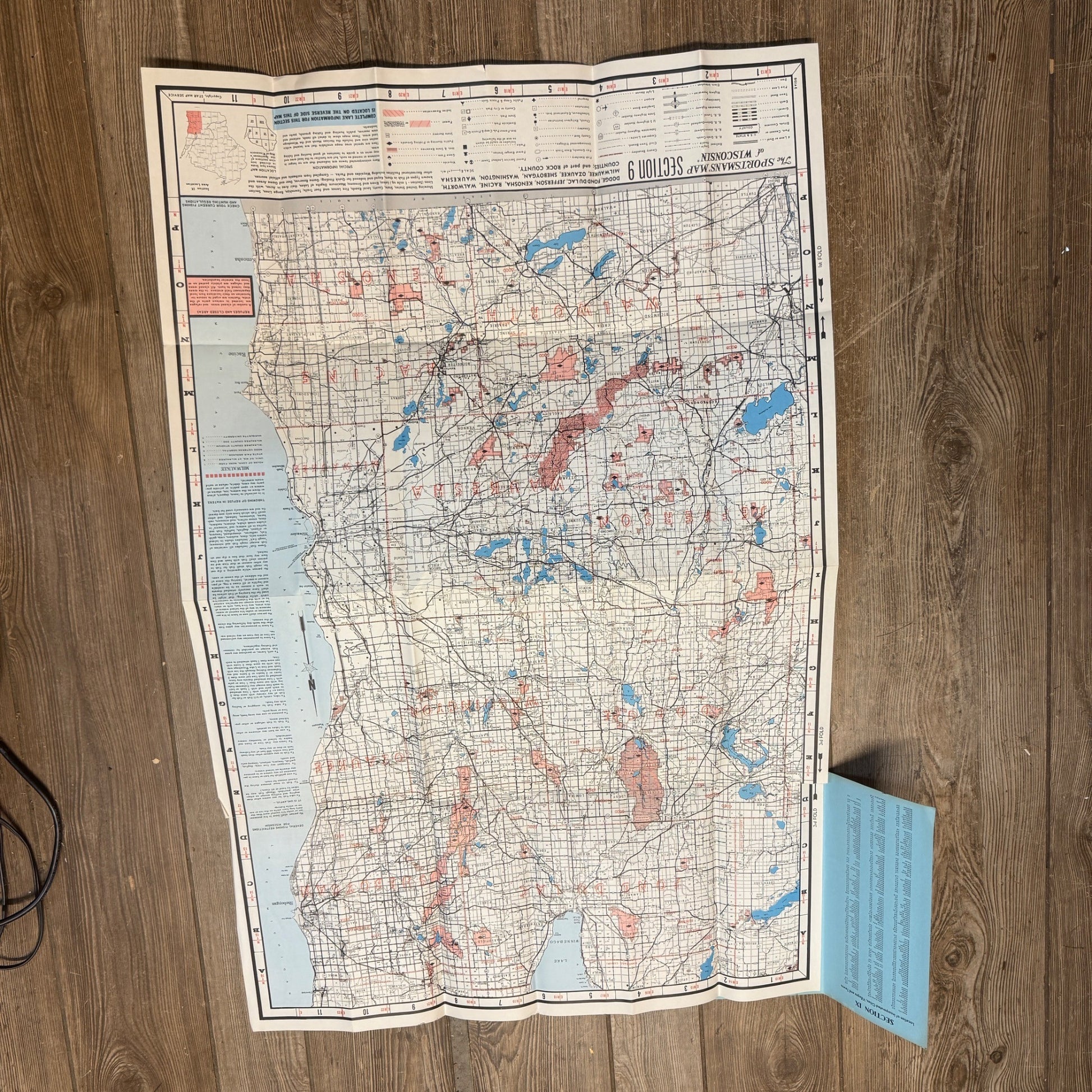 Sportsman Map of Wisconsin Section IX Series D Hunting Fishing Lands