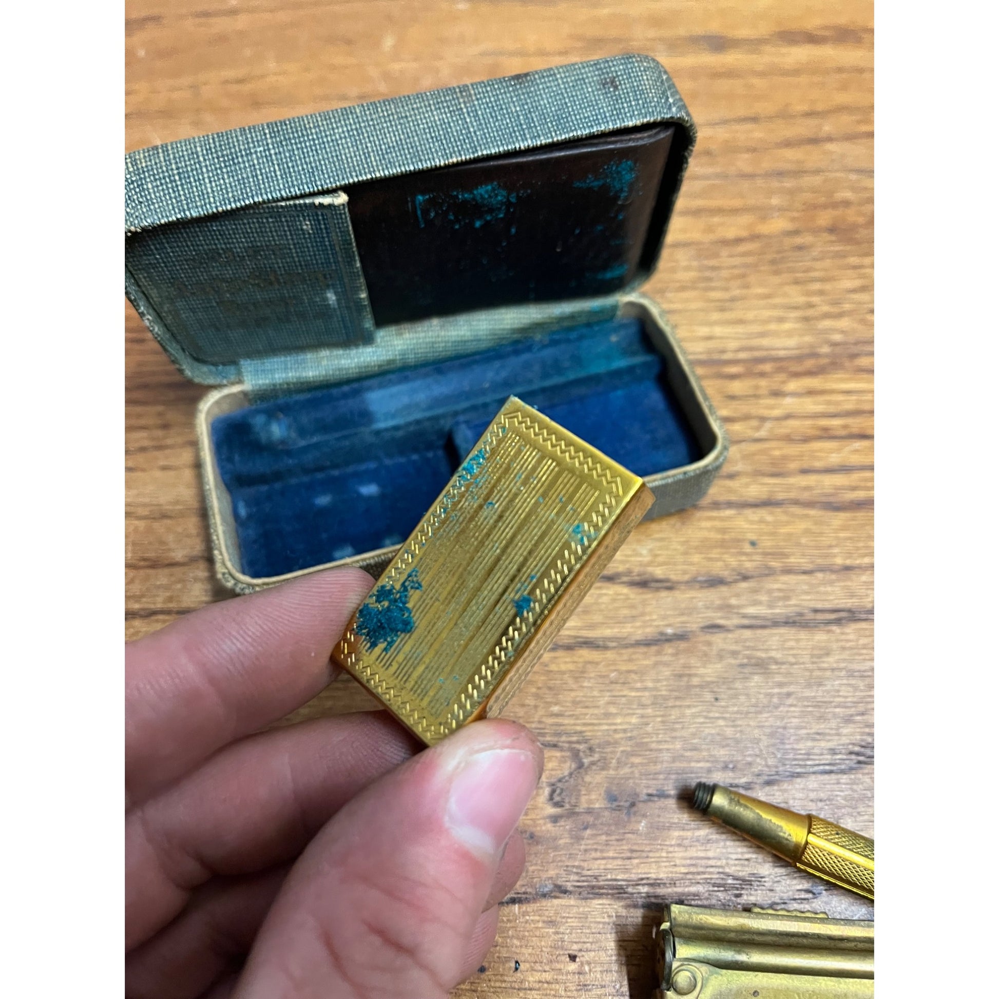 Vintage 1920s Valet Autostrop Safety Razor in Case Brass Gold-Tone