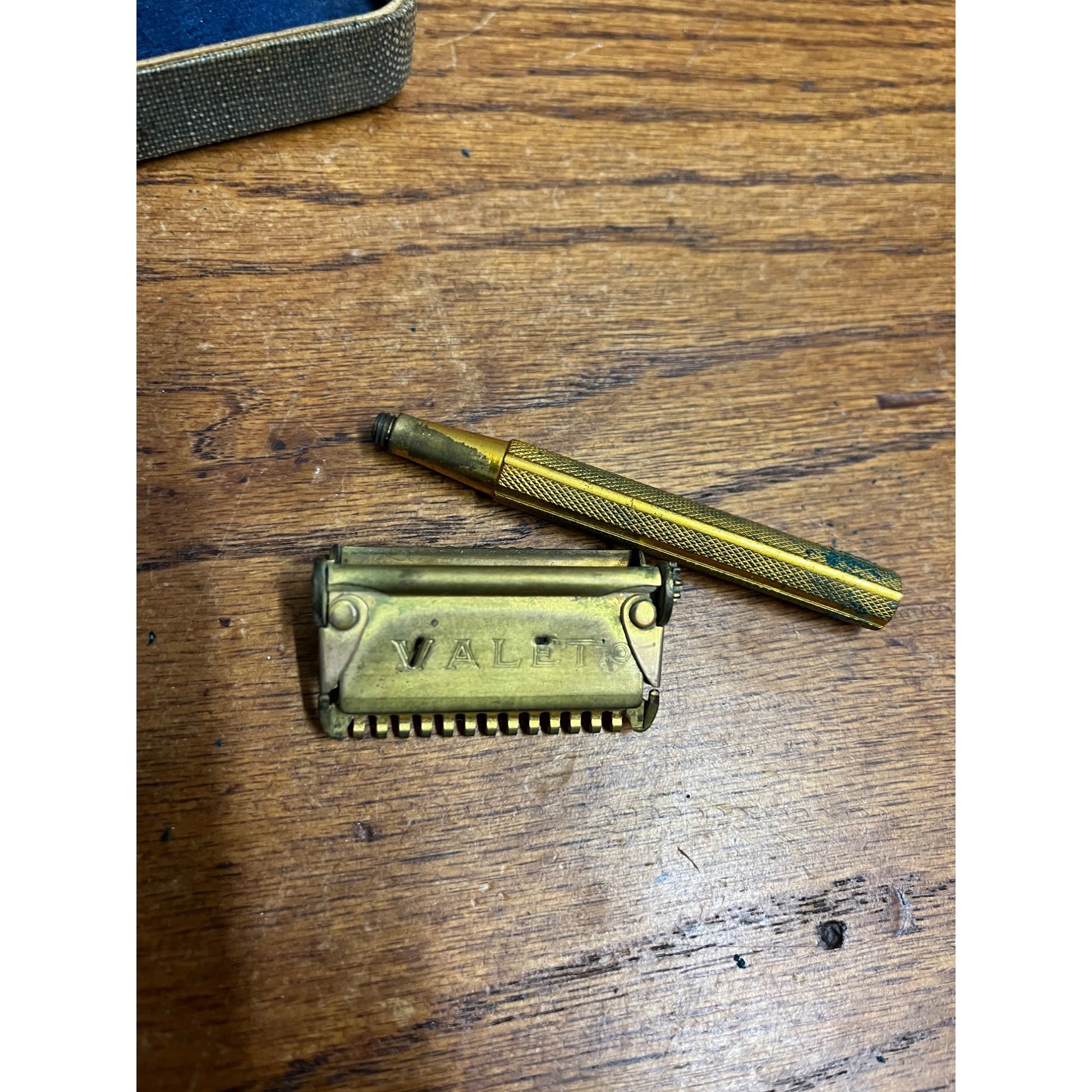 Vintage 1920s Valet Autostrop Safety Razor in Case Brass Gold-Tone