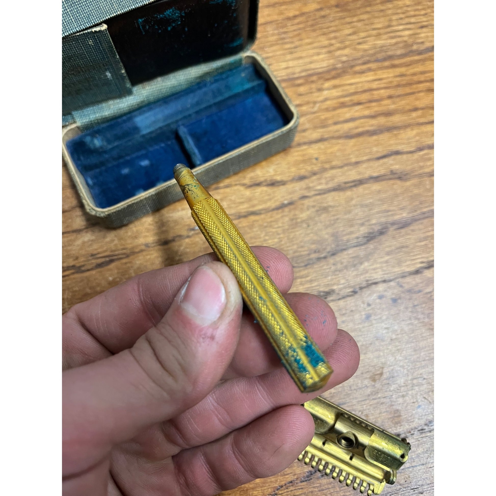 Vintage 1920s Valet Autostrop Safety Razor in Case Brass Gold-Tone