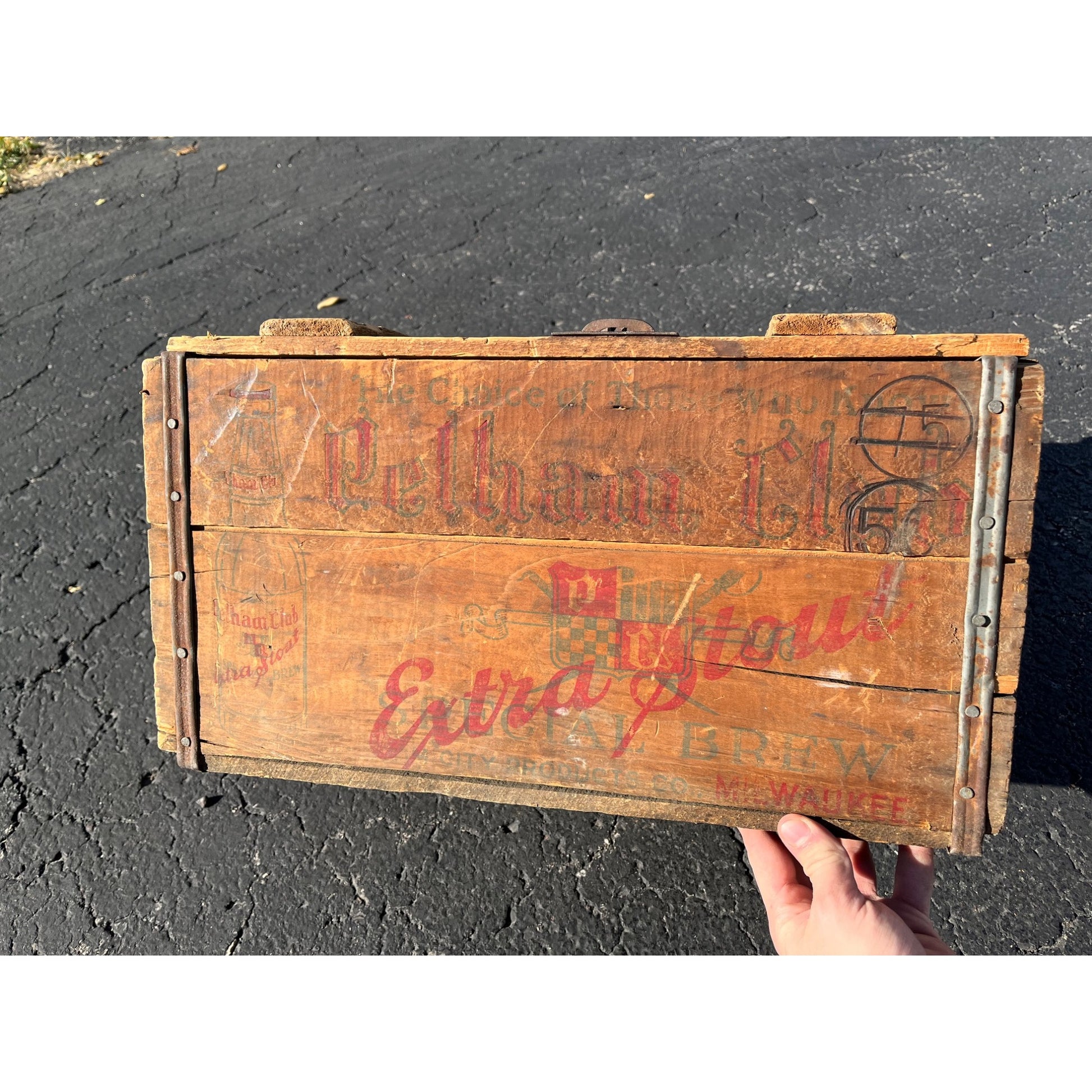 Vintage Pelham Club Beer Cream City Brewing Co. Wooden Crate Box Milwaukee Wis