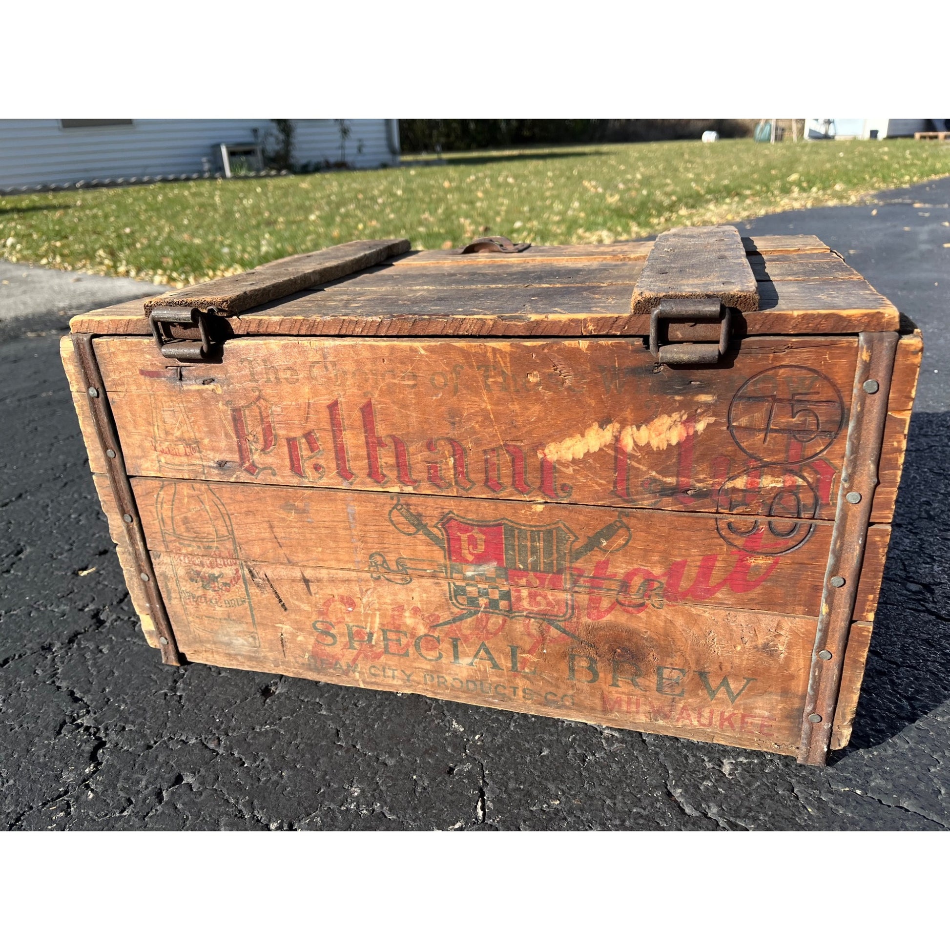 Vintage Pelham Club Beer Cream City Brewing Co. Wooden Crate Box Milwaukee Wis