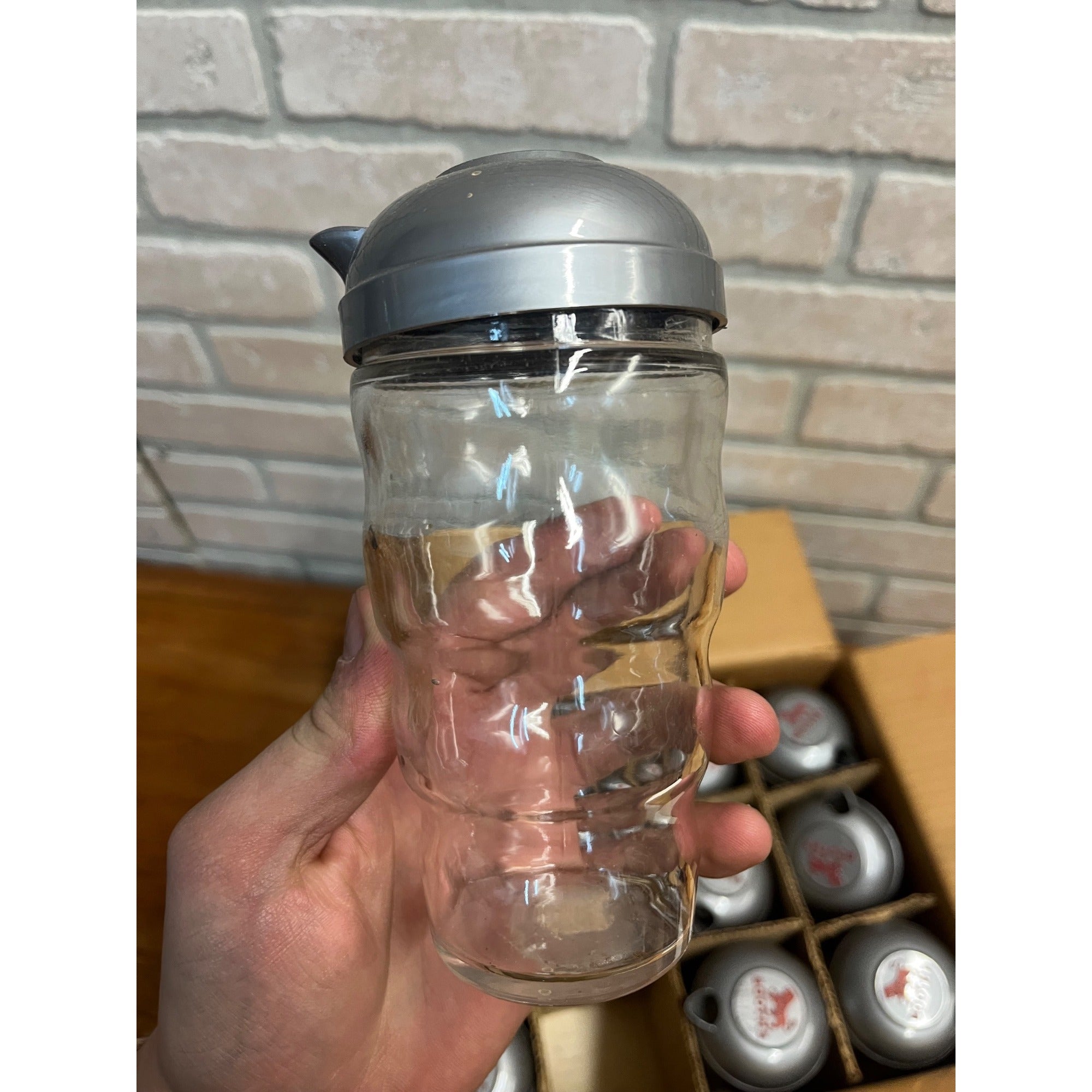 Vintage 1950s Booth’s Gin Advertising Glass Cocktail Shakers NOS Box of (12) NEW