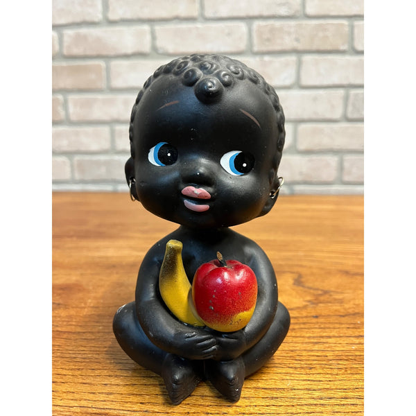 Vintage 1950s Kenmar Japan Baby Nodder Bobblehead Doll w/ Apple & Banana