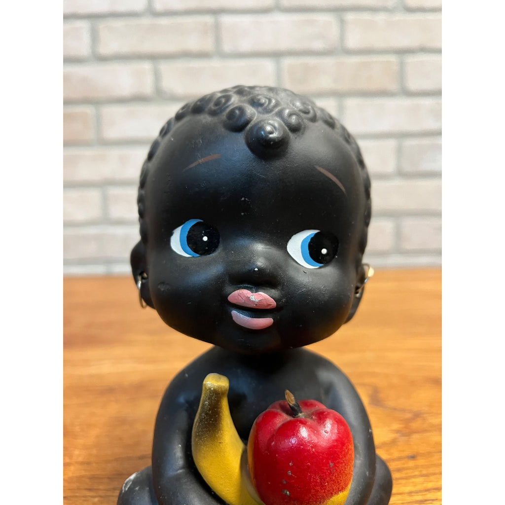 Vintage 1950s Kenmar Japan Baby Nodder Bobblehead Doll w/ Apple & Banana