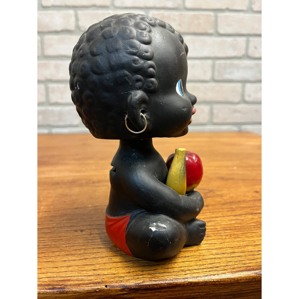 Vintage 1950s Kenmar Japan Baby Nodder Bobblehead Doll w/ Apple & Banana