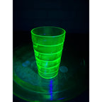 Hocking Glass Co. Block Optic Green Flat Tumbler Green Uranium Glass