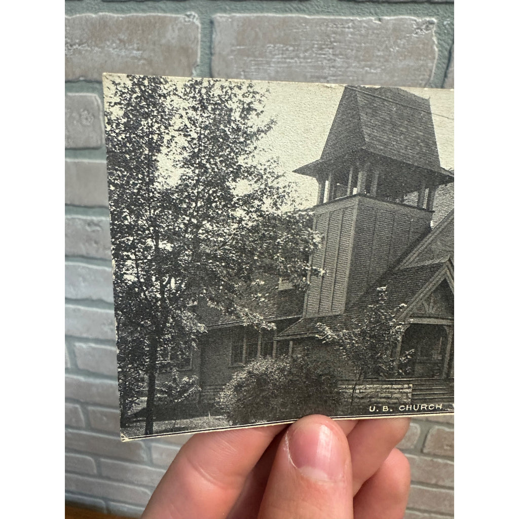 Vintage U.B. Church Woodville OH Ohio Postcard