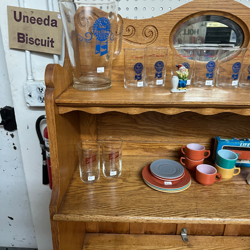 Antique Oak Wooden Secretary Desk Bookshelf Cabinet