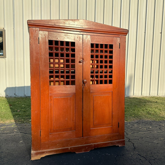 Antique 19th Century Primitive Jailhouse Cabinet Wooden Pine Cupboard Pantry