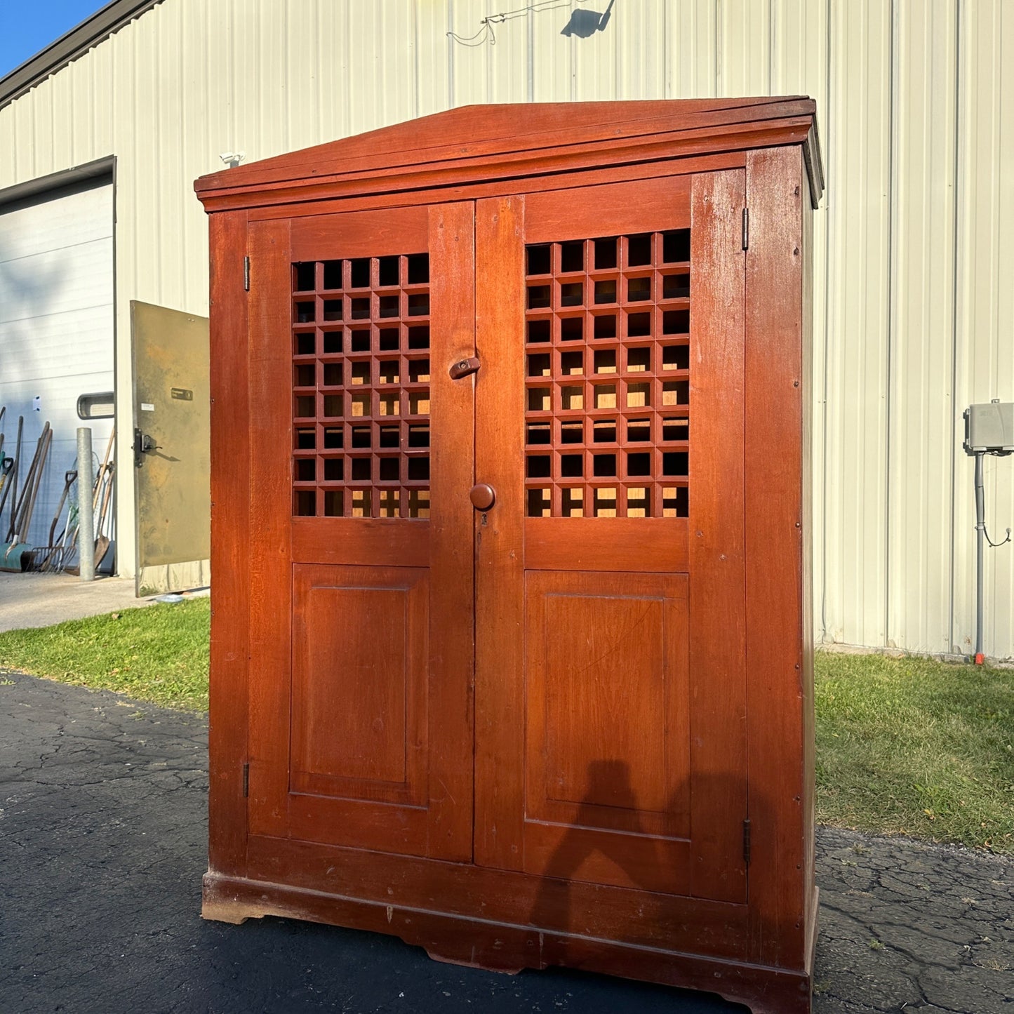 Antique 19th Century Primitive Jailhouse Cabinet Wooden Pine Cupboard Pantry