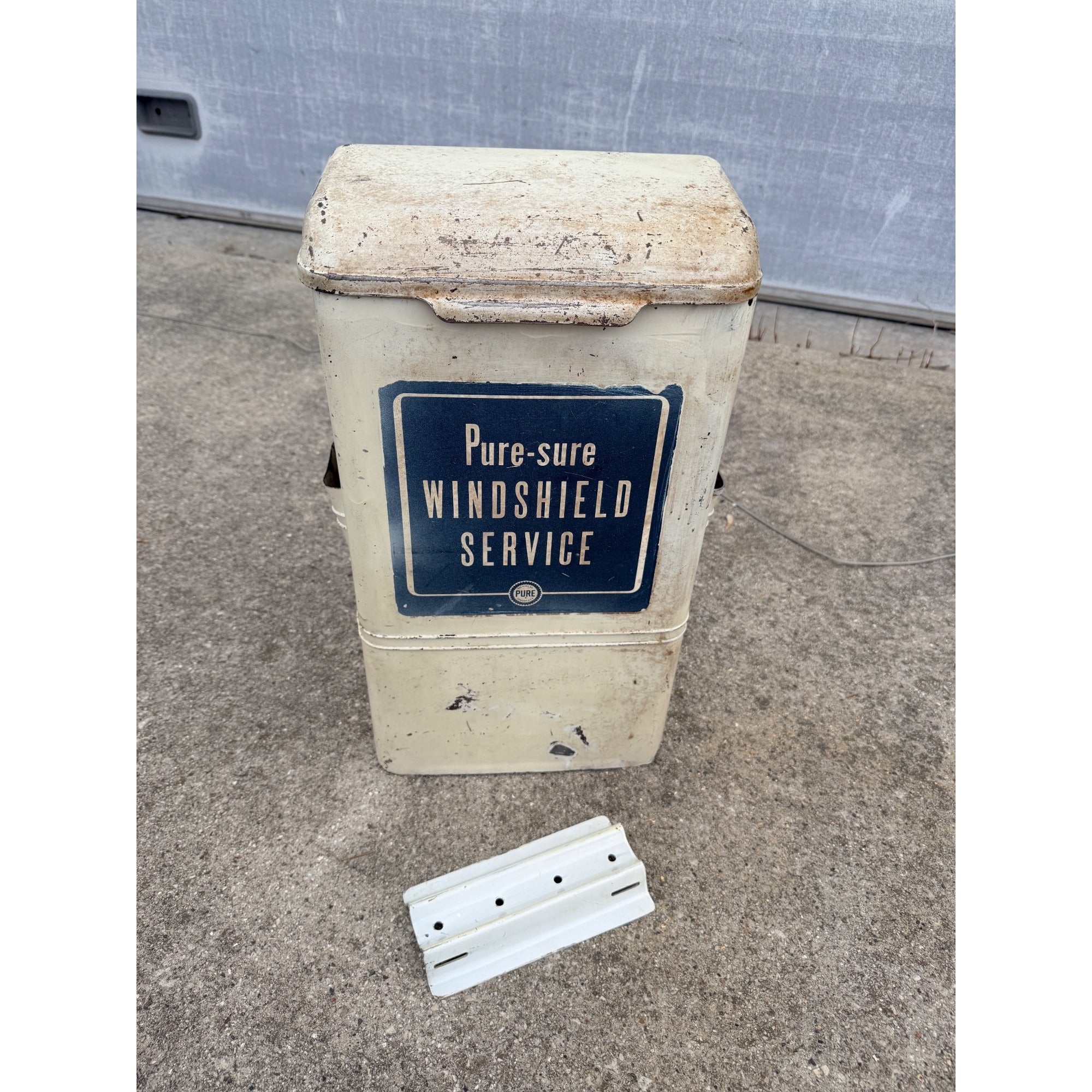 Vintage 1940s Pure Oil Co. Windshield Service Steel Cabinet Container Sign Box