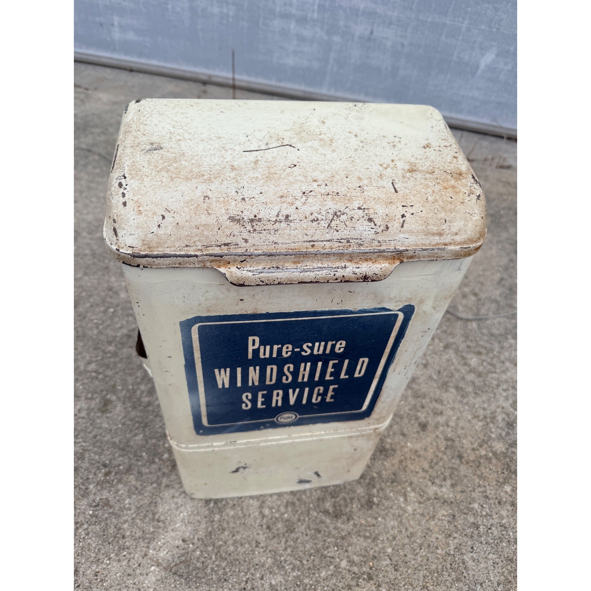Vintage 1940s Pure Oil Co. Windshield Service Steel Cabinet Container Sign Box