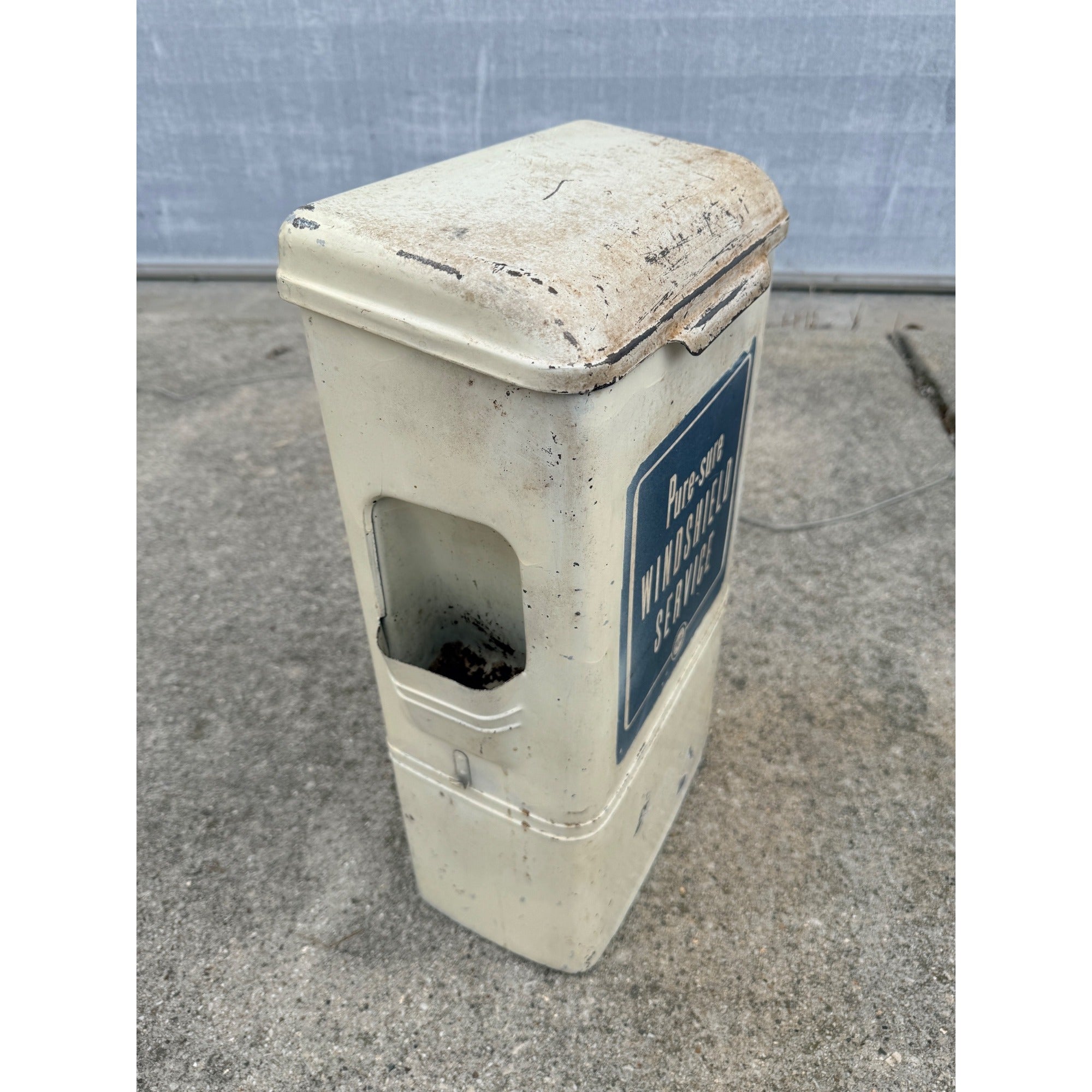 Vintage 1940s Pure Oil Co. Windshield Service Steel Cabinet Container Sign Box