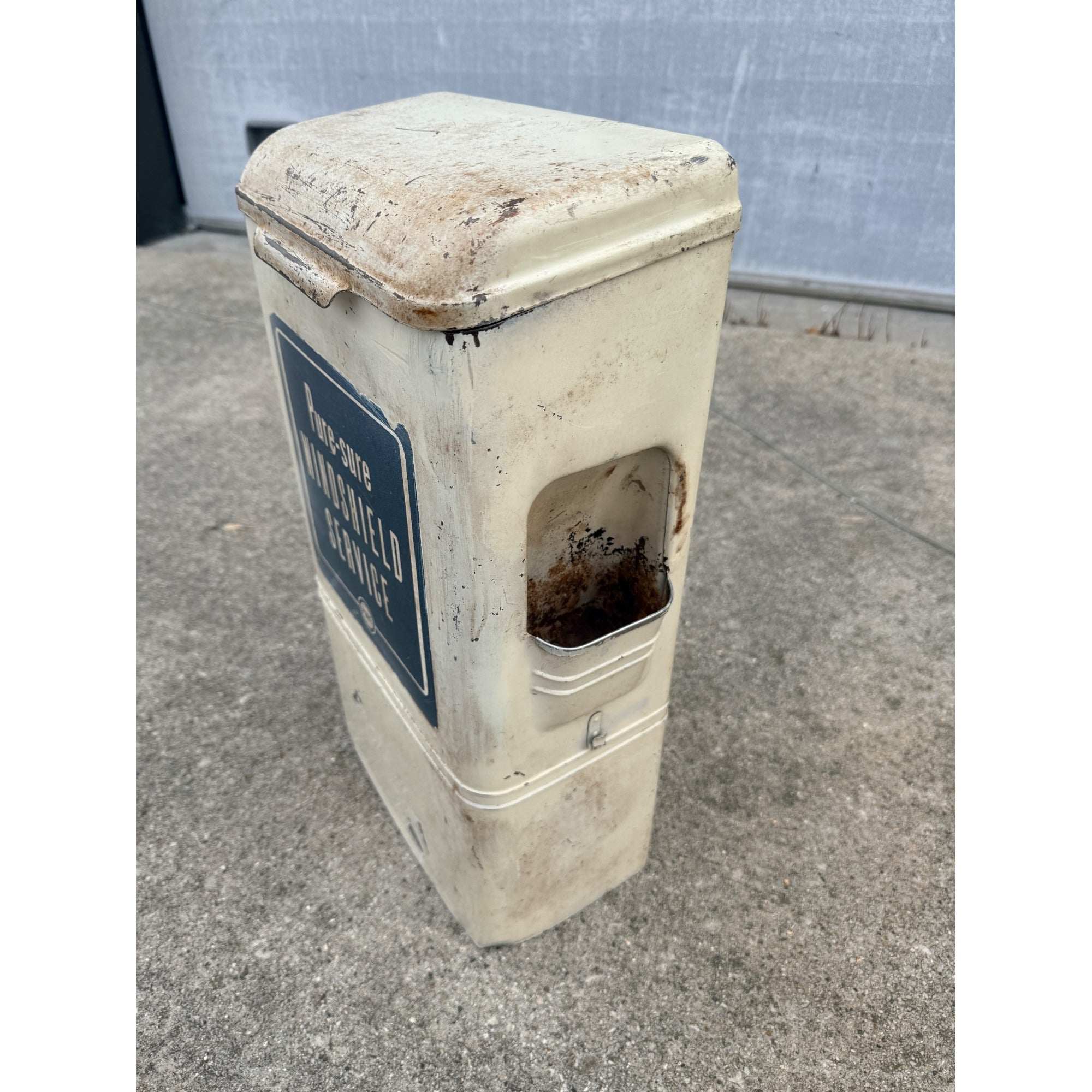 Vintage 1940s Pure Oil Co. Windshield Service Steel Cabinet Container Sign Box