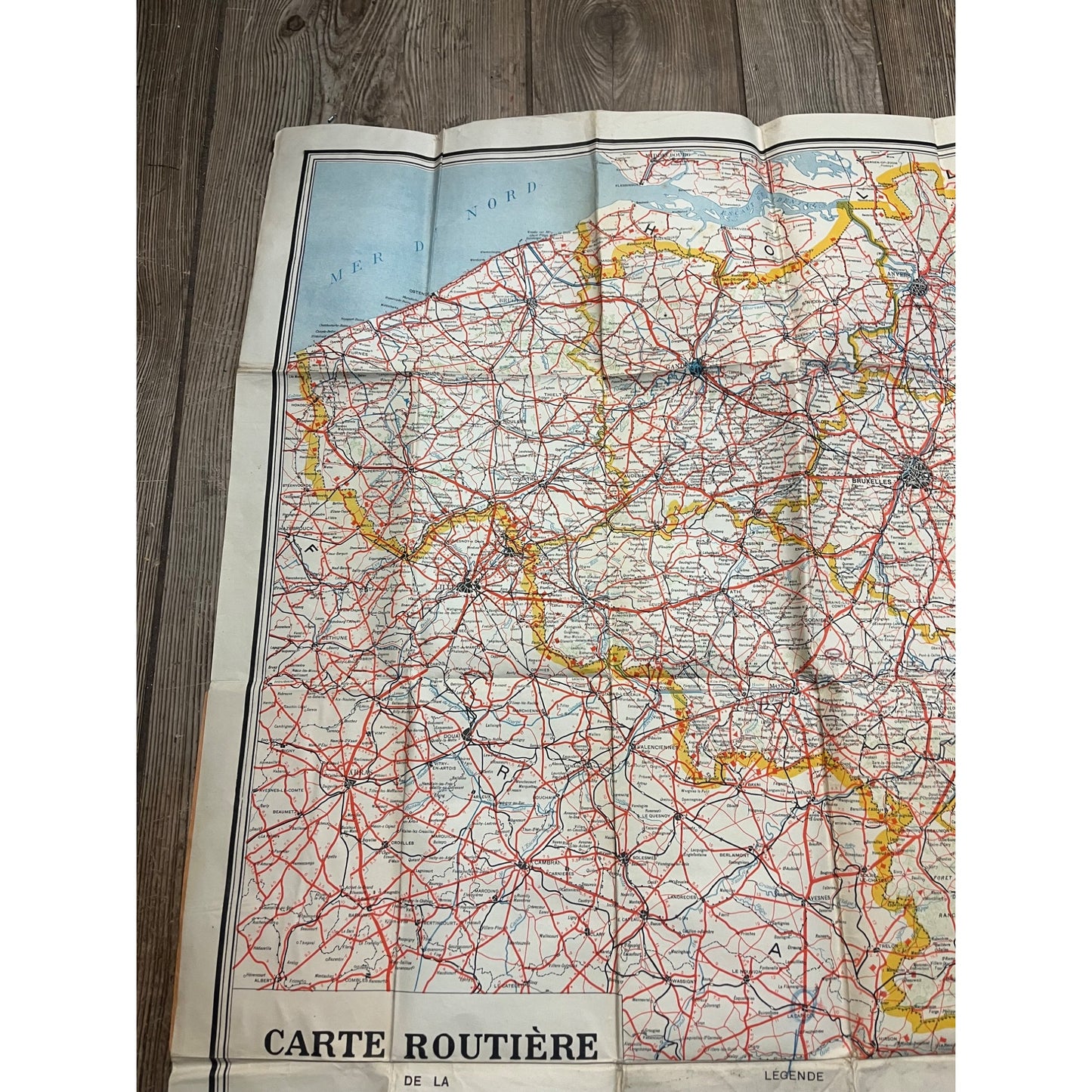 Vintage WWII Soldier Travel Highway Road Map of Belgium Carte Routiere