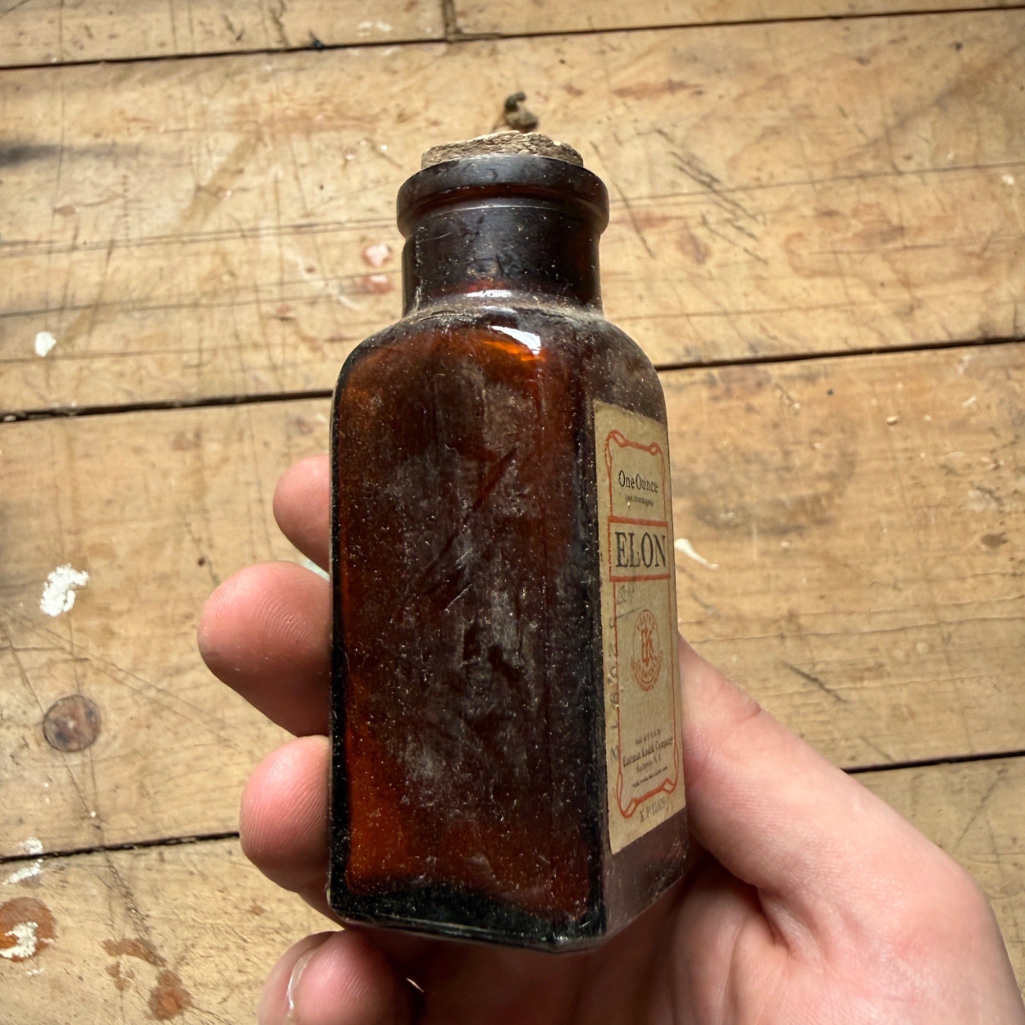 Antique Kodak Elon Photographic Chemical Bottle Eastman Kodak Rochester NY