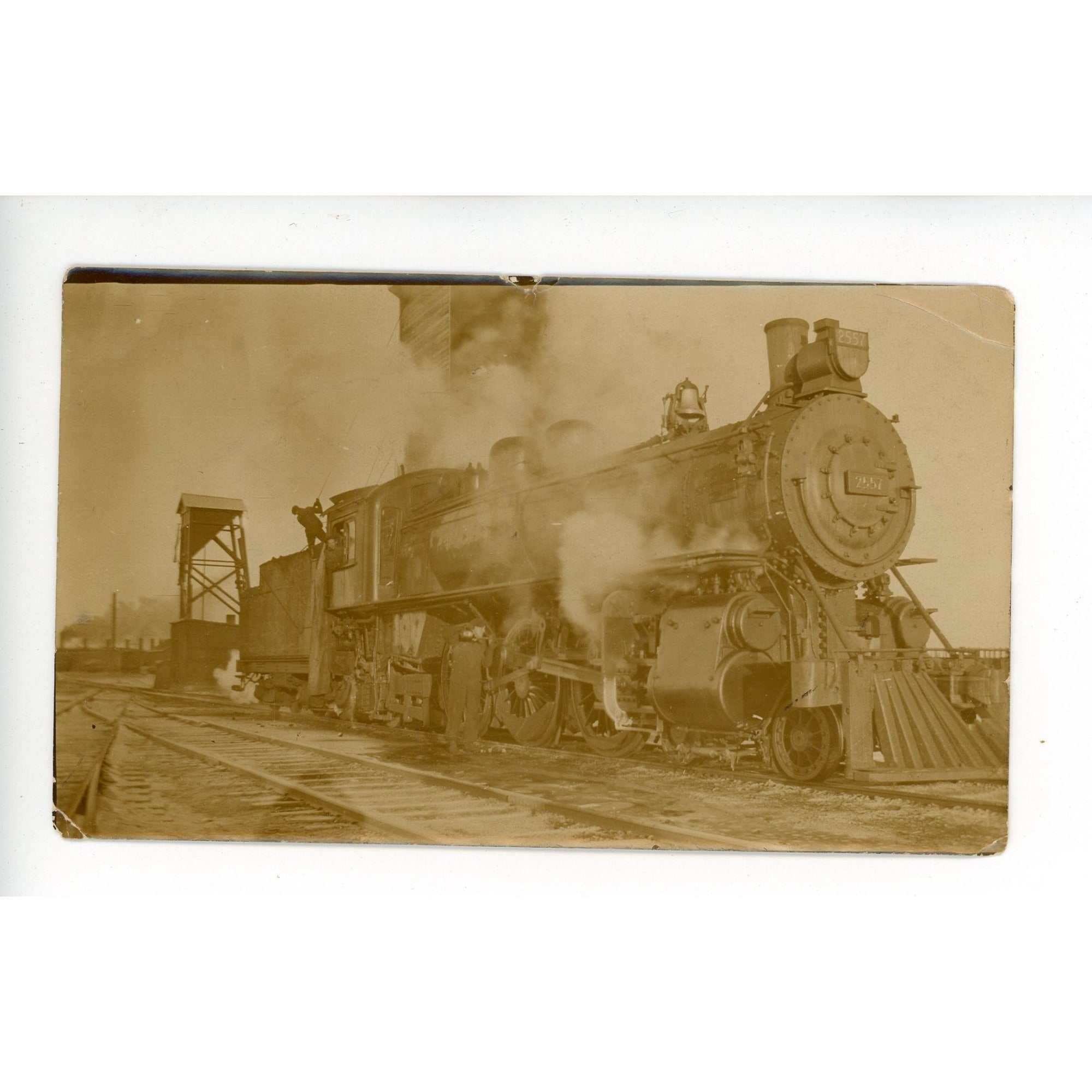 Early 1900s  2557 Steam Railroad Locomotive Real Photo Train Photograph Postcard