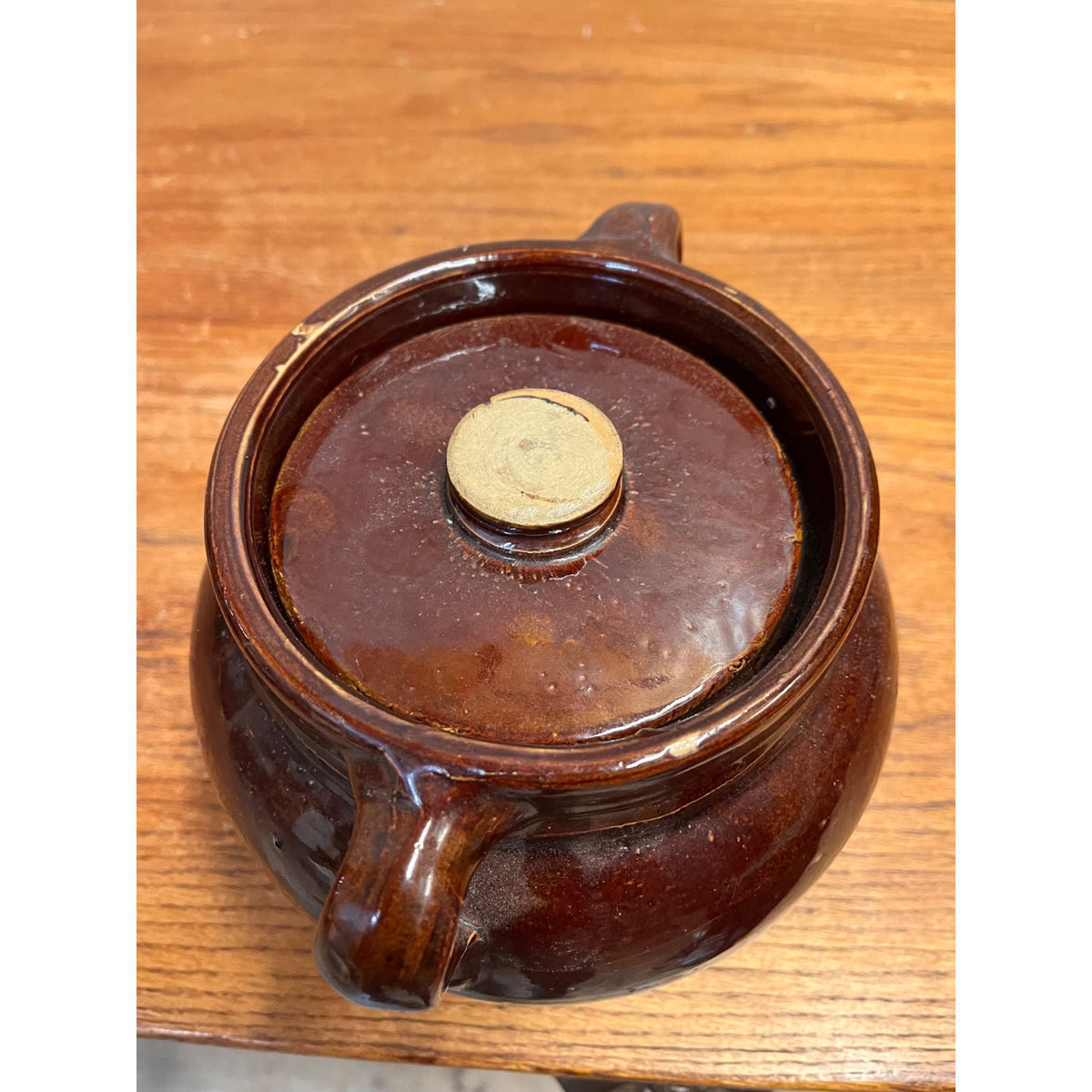 Red Wing Stoneware Advertising Bean Pot Manitowoc Wis WI Otto Pfeifer Store