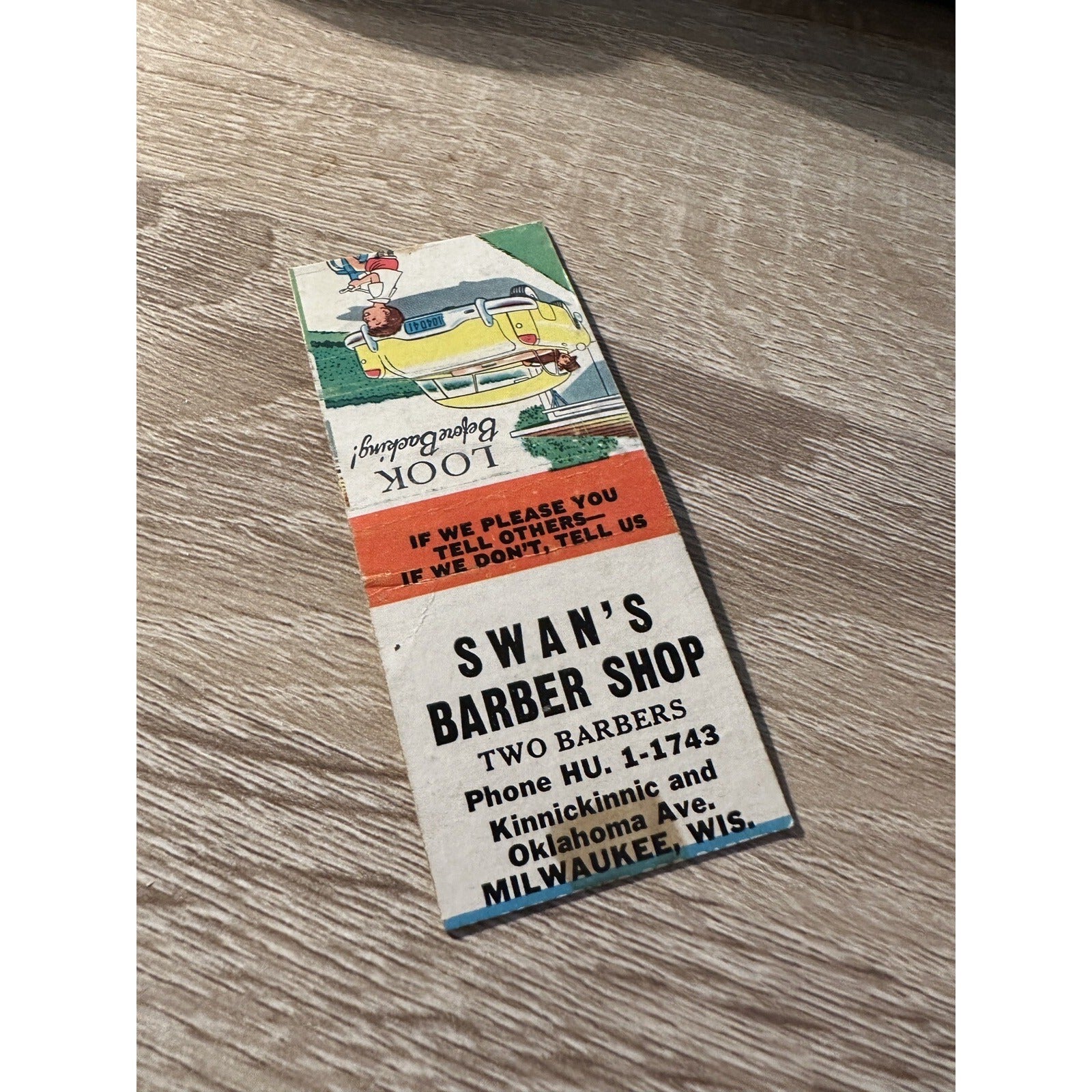 Vintage Swan's Barber Shop Milwaukee Wisconsin Advertising Matchbook