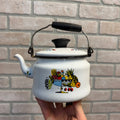 Vintage Bergen Enamelware Teapot Tea Kettle Scandinavian 1960s MCM