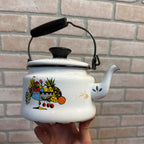 Vintage Bergen Enamelware Teapot Tea Kettle Scandinavian 1960s MCM