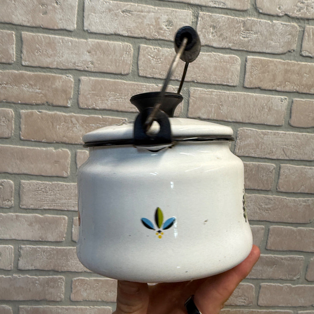 Vintage Bergen Enamelware Teapot Tea Kettle Scandinavian 1960s MCM