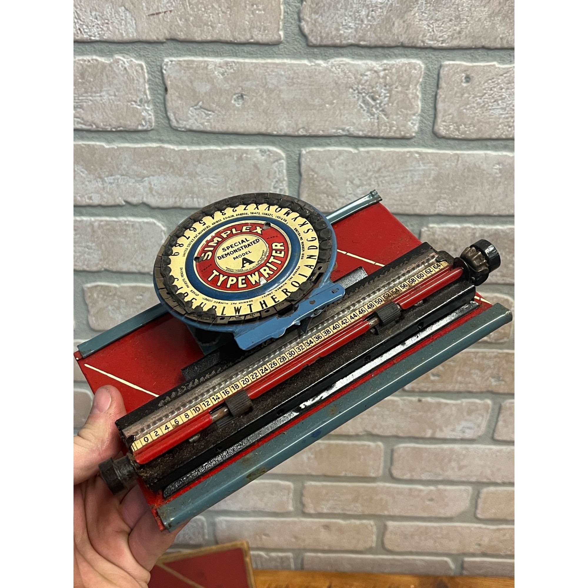 Vintage Simplex Tin Litho Child's Toy Typewriter w/ Original Box Model A