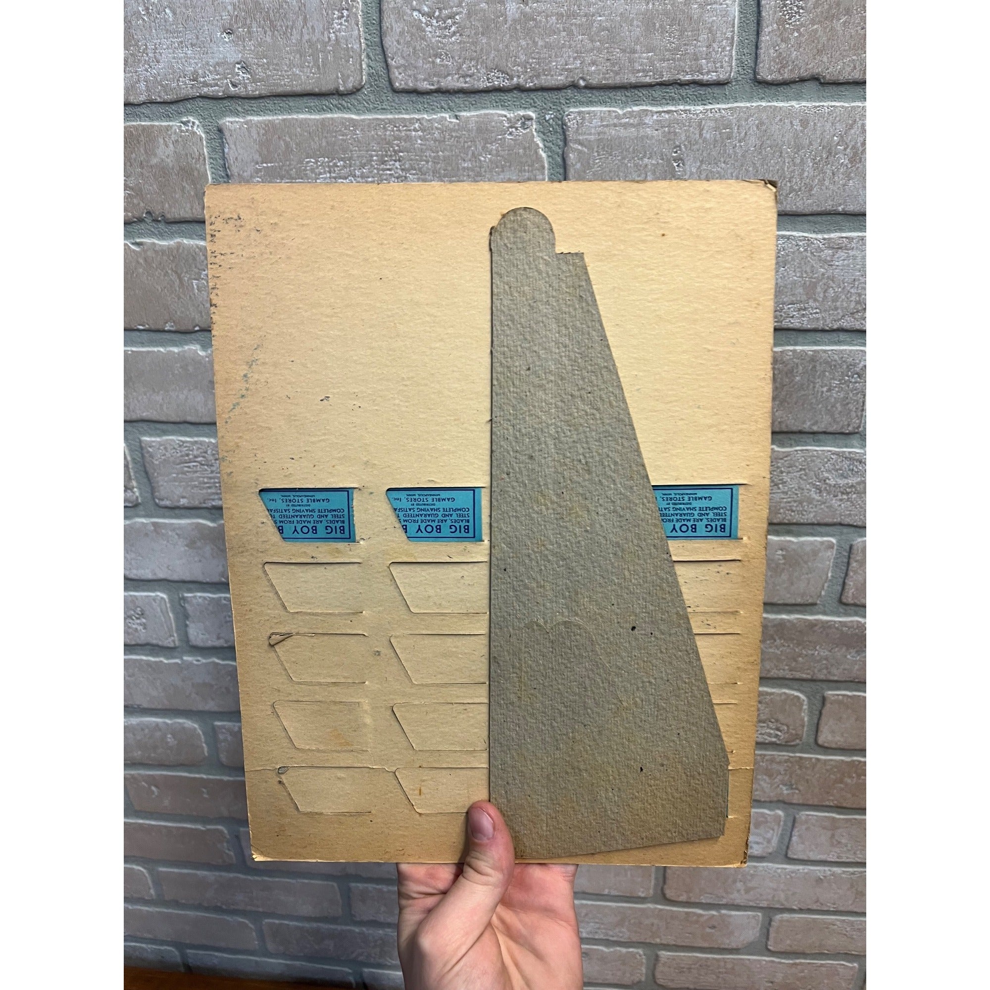 Vintage 1940s Big Boy Blue Shaving Razor Blades Store Advertising Sign Display