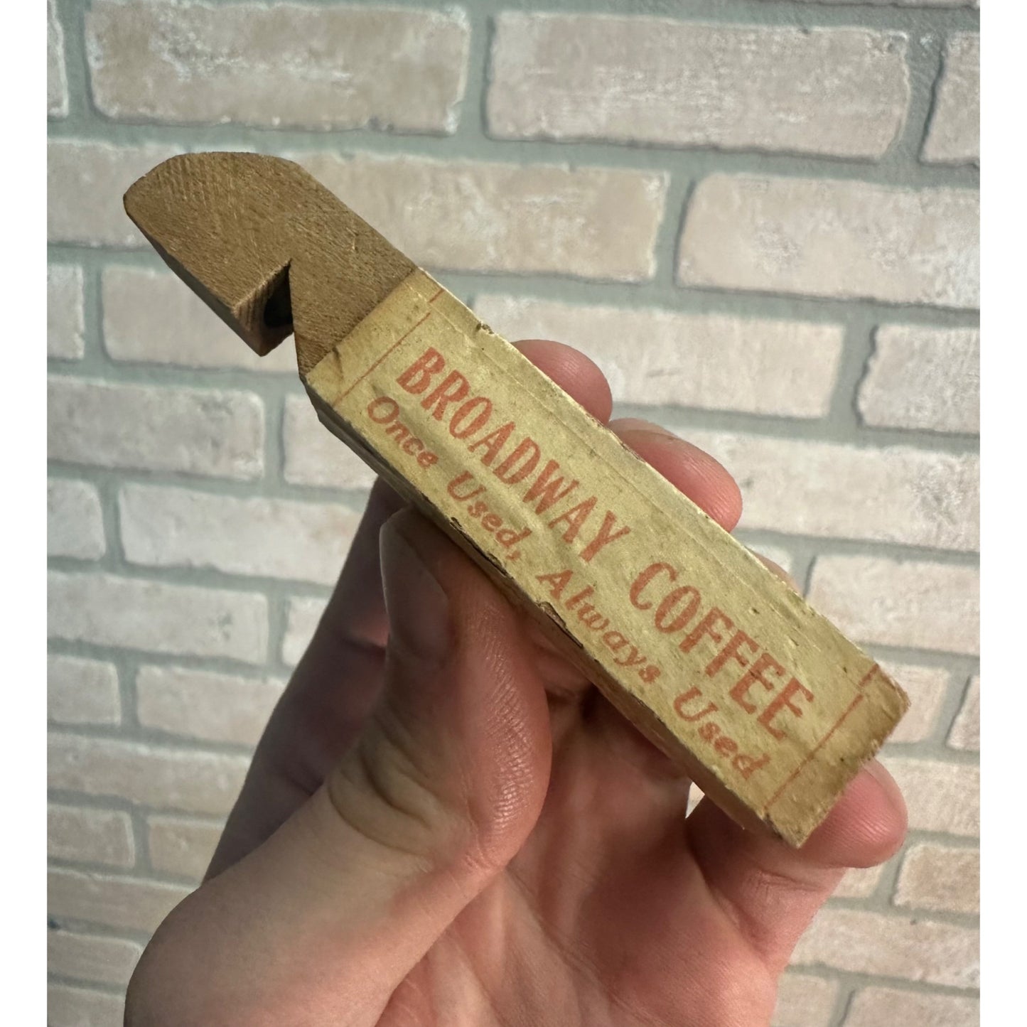 Early 1900s Broadway Coffee Wooden Advertising Whistle Milwaukee Wis Godfrey