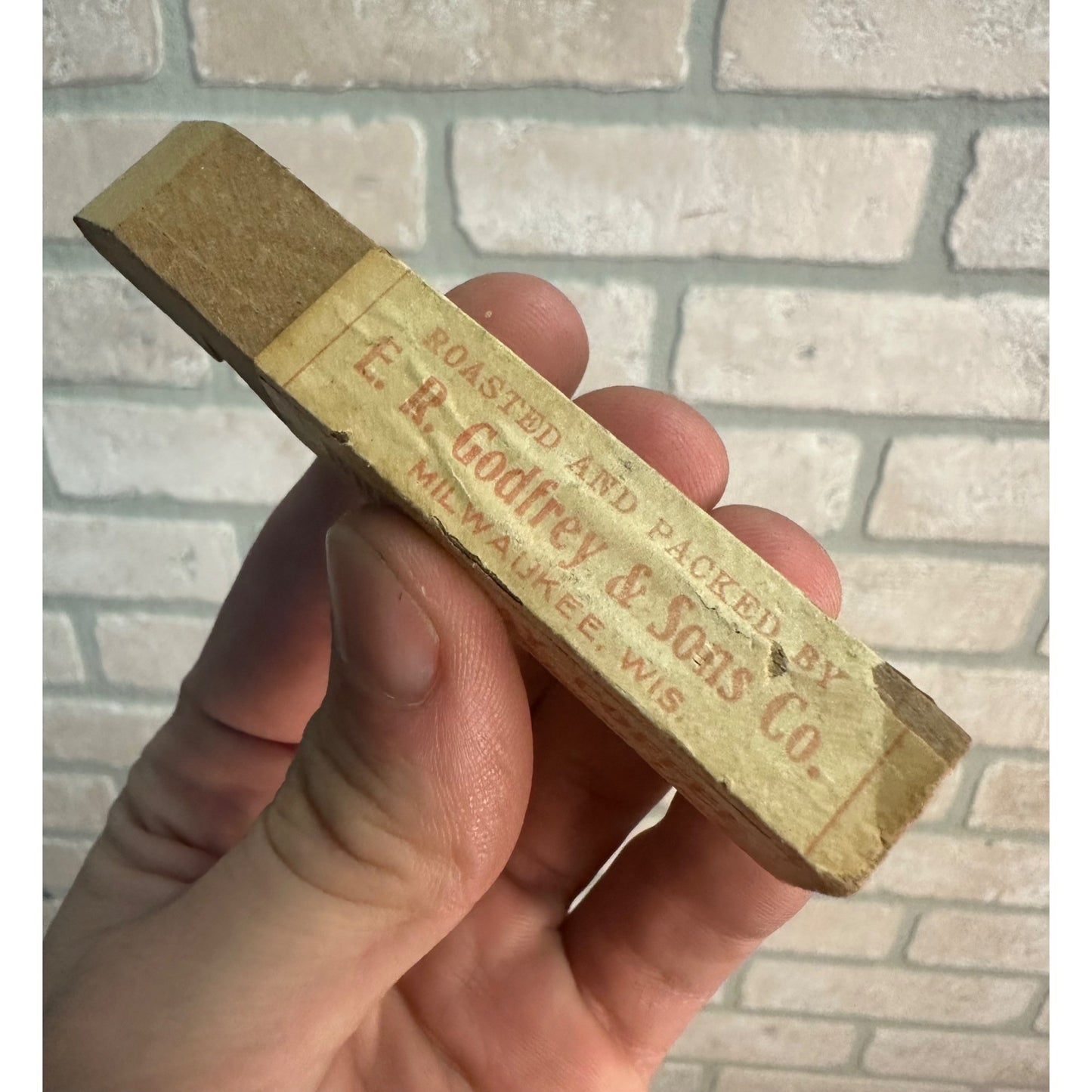 Early 1900s Broadway Coffee Wooden Advertising Whistle Milwaukee Wis Godfrey