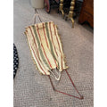 Antique Early 1900s Doll Hammock Red Metal Stand Striped Canvas Toy for 20" Dolls