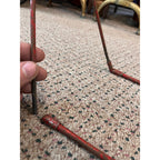 Antique Early 1900s Doll Hammock Red Metal Stand Striped Canvas Toy for 20" Dolls