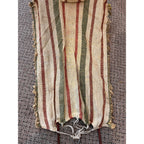 Antique Early 1900s Doll Hammock Red Metal Stand Striped Canvas Toy for 20" Dolls