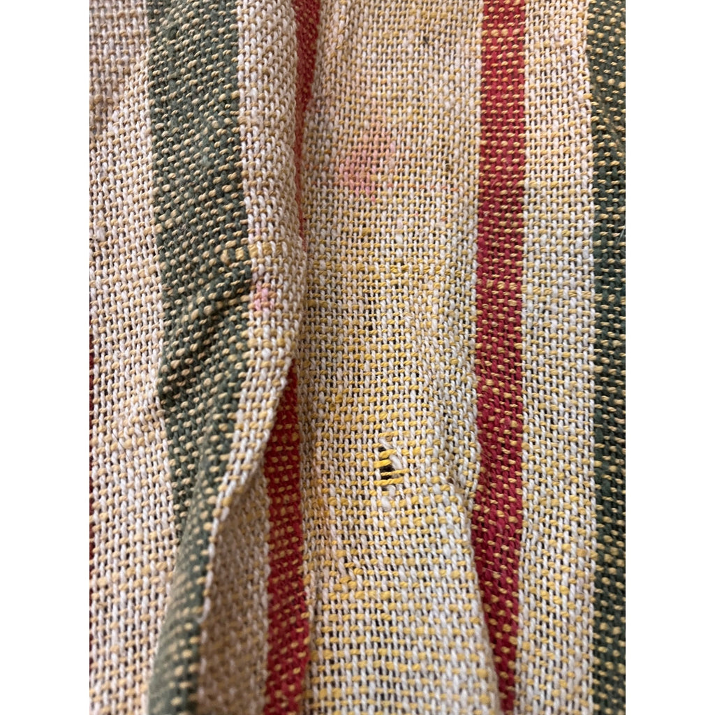 Antique Early 1900s Doll Hammock Red Metal Stand Striped Canvas Toy for 20" Dolls