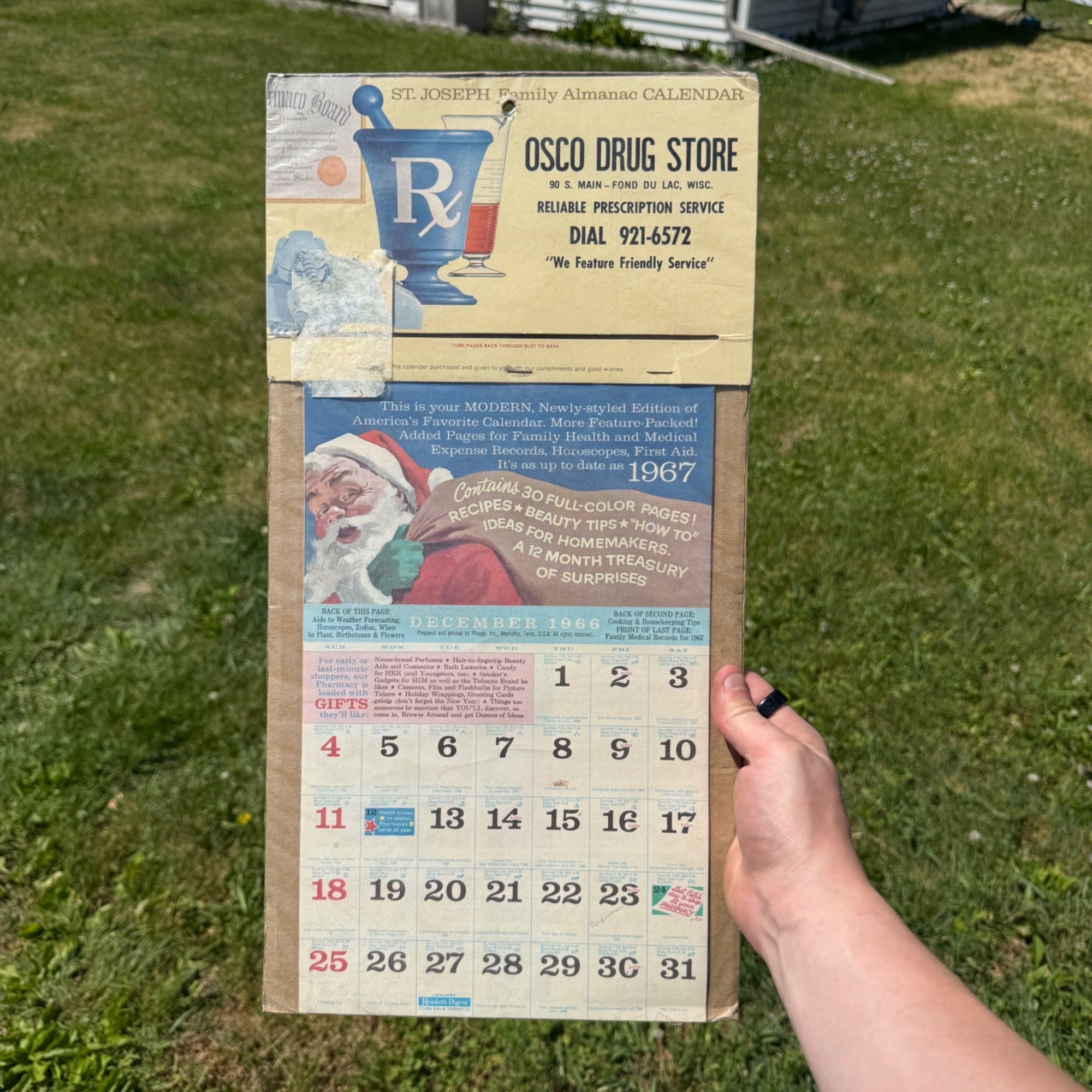Vintage Osco Drug Store Fond du Lac Wis Santa Advertising Calendar