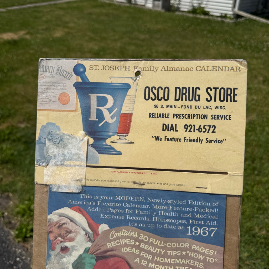 Vintage Osco Drug Store Fond du Lac Wis Santa Advertising Calendar
