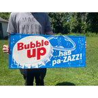 Vintage 1960s Embossed Tin Bubble Up Soda Sign Pa-zazz Blue