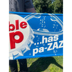 Vintage 1960s Embossed Tin Bubble Up Soda Sign Pa-zazz Blue