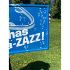 Vintage 1960s Embossed Tin Bubble Up Soda Sign Pa-zazz Blue