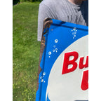 Vintage 1960s Embossed Tin Bubble Up Soda Sign Pa-zazz Blue