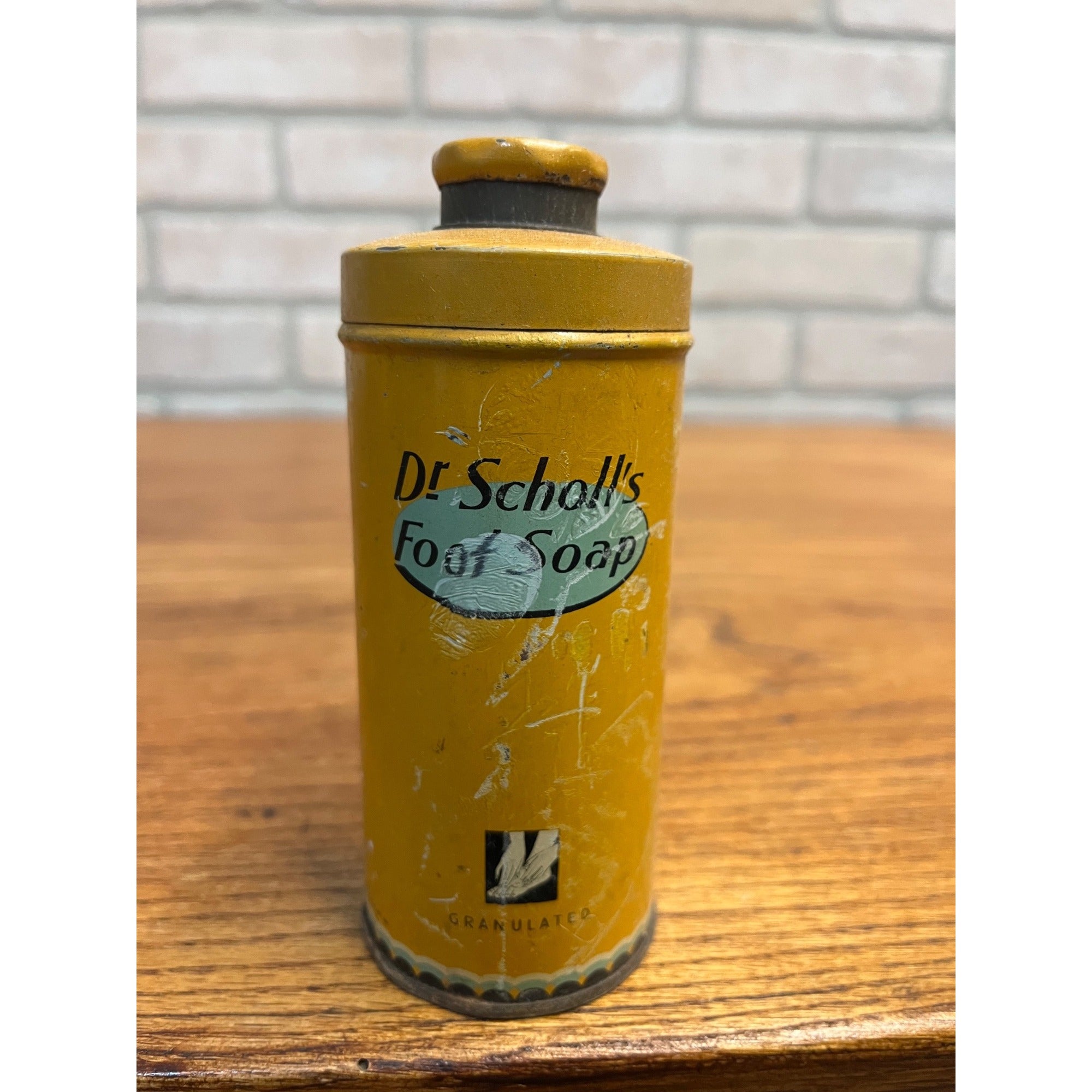 Vintage Dr Scholl's Foot Soap Tin Can Medicine Advertising