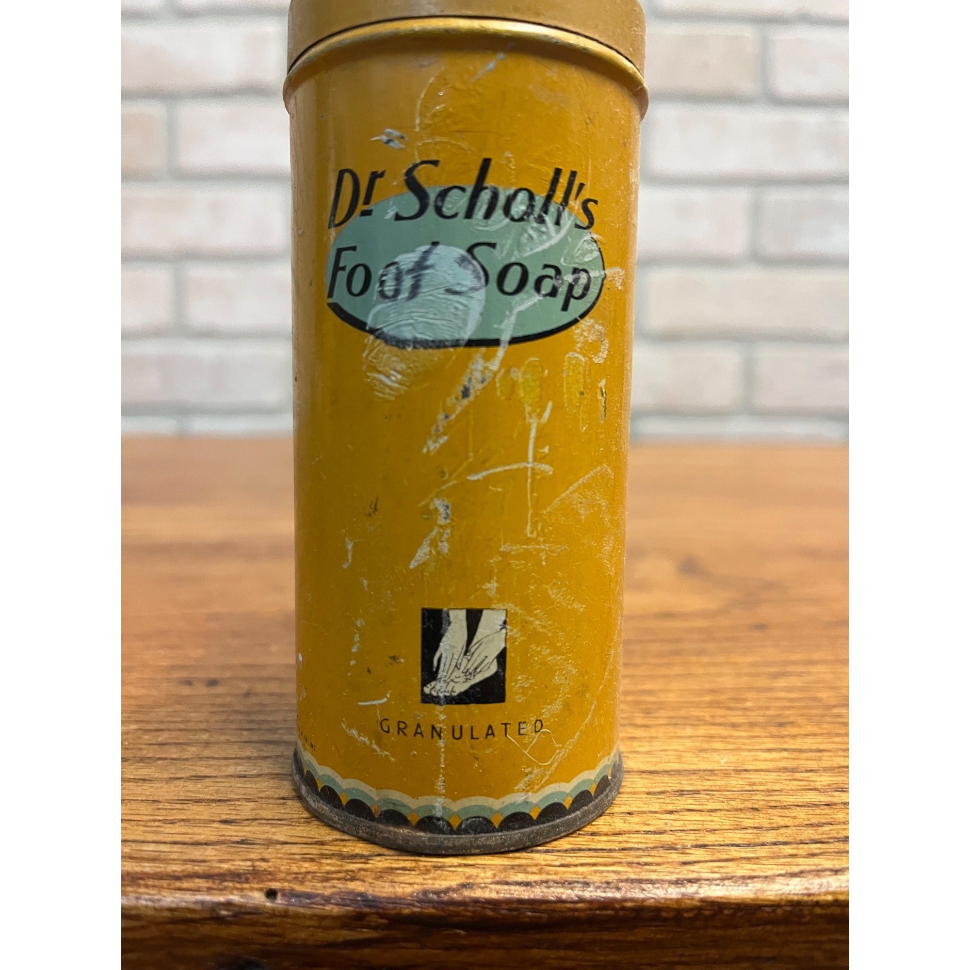 Vintage Dr Scholl's Foot Soap Tin Can Medicine Advertising