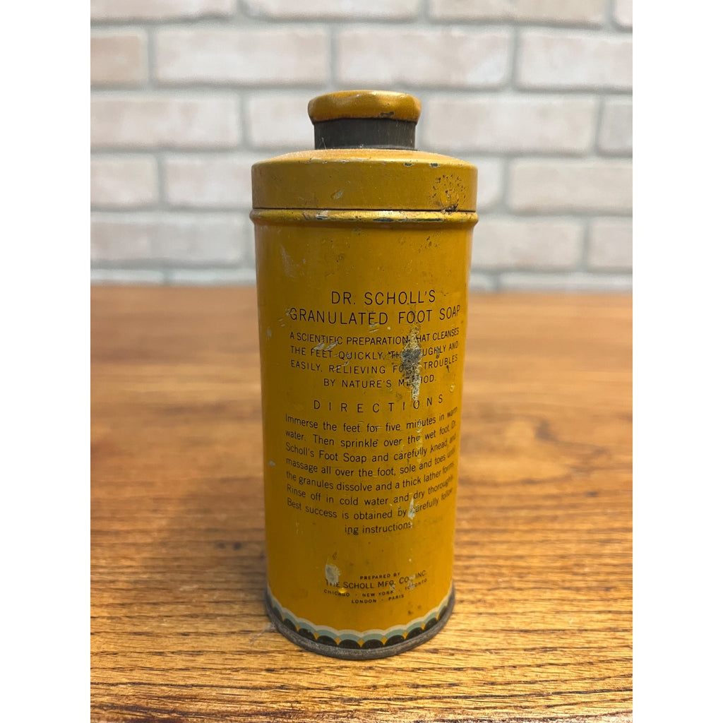Vintage Dr Scholl's Foot Soap Tin Can Medicine Advertising