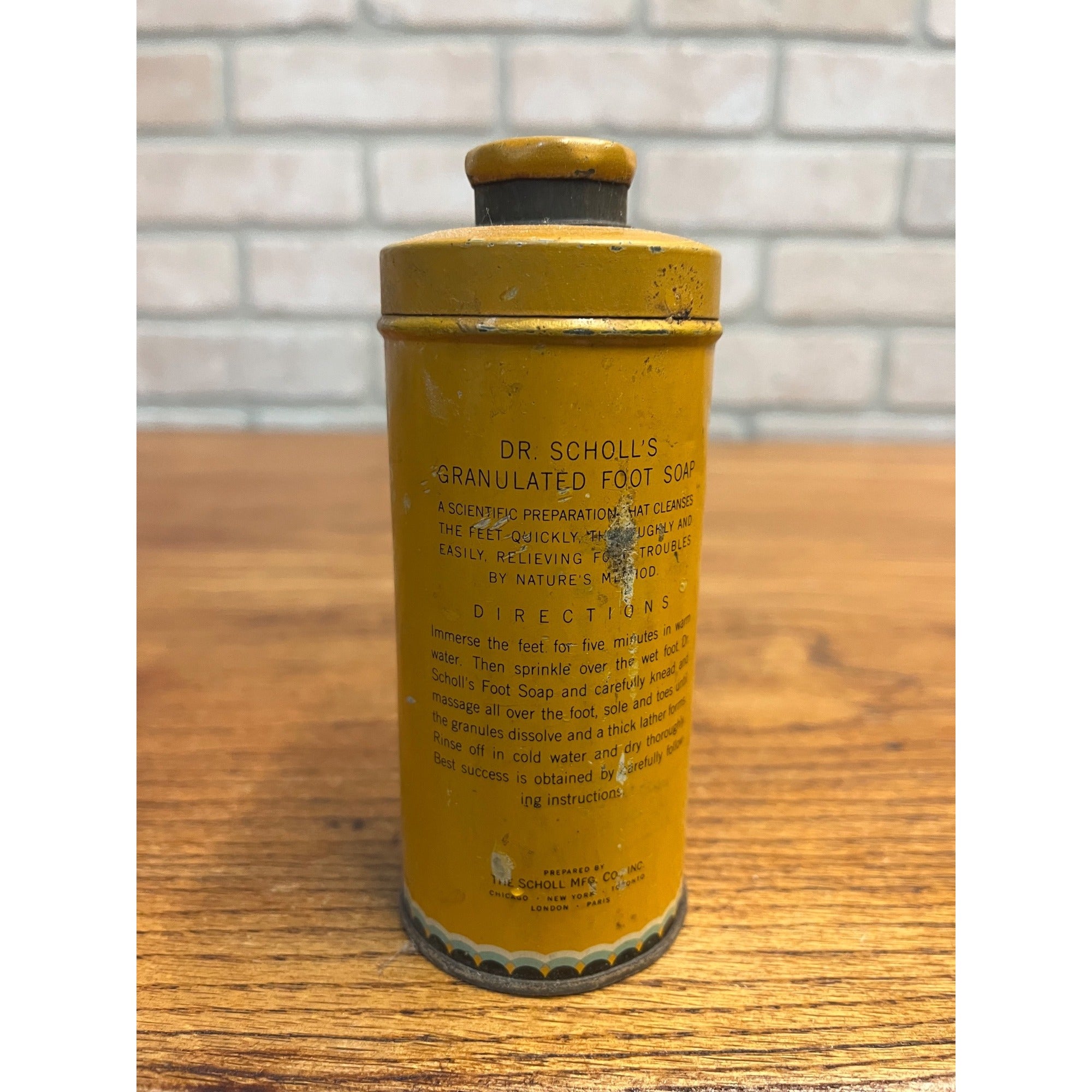 Vintage Dr Scholl's Foot Soap Tin Can Medicine Advertising